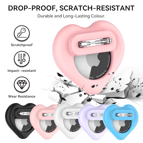 for AirTag Holder for Kids (Black/Pink)