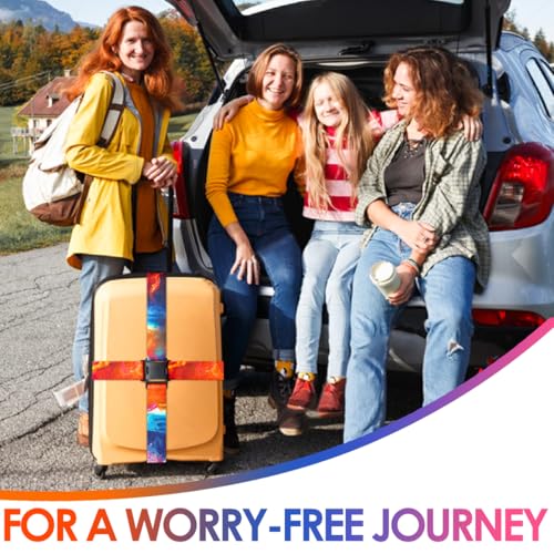 Luggage Straps for Suitcases Adjustable Travel Belt (Sun orange)