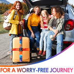 Luggage Straps for Suitcases Adjustable Travel Belt (Sun orange)