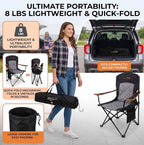Oversized Padded Camping Chair 2 Pack 350 LBS Capacity Heavy Duty Quad Chair with Lumbar (Pink / Twin Pack)