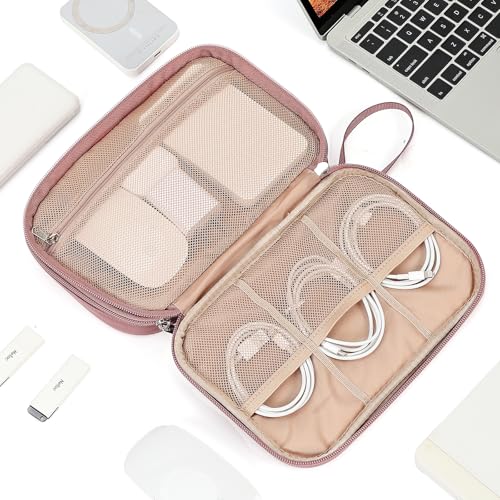 Electronics Travel Organizer Cord Case (Large / Rose-wood Pink)