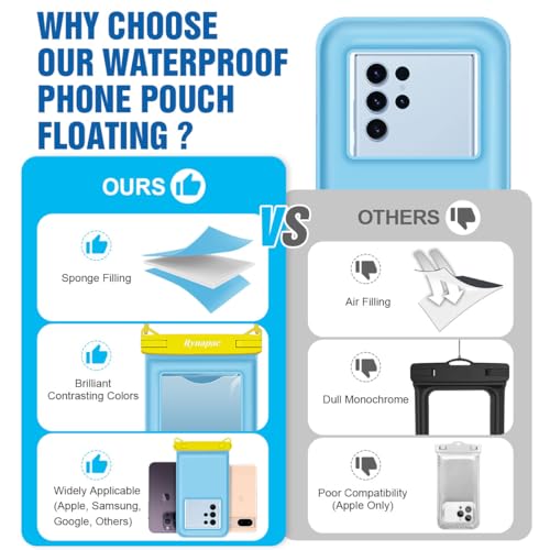 Floating Waterproof Phone Pouch [Up to 8.5"] (Regular Size [8.5inch] / [Pink + Blue] 2Pack)