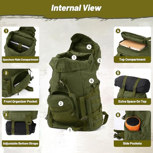 50L Tactical Backpack for Men and Women (Army Green / Large-50L)