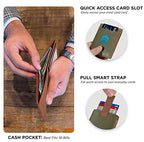 RFID Blocking Slim Bifold Genuine Leather Thin Minimalist Front Pocket Wallets for Men Billfold Wallet Men Gift (Salted Green 2.0)
