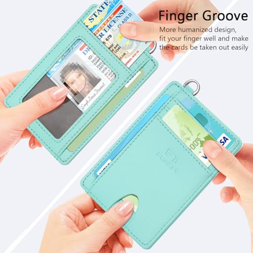 Slim Minimalist Wallet RFID Credit Card Holder for Men (small / Lake Blue)