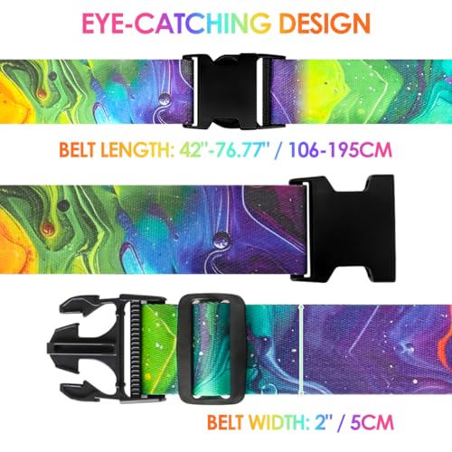 Luggage Straps for Suitcases Adjustable Travel Belt (Purple green)