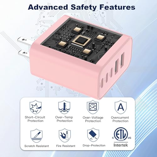 60W USB C Charger Block (Pink)