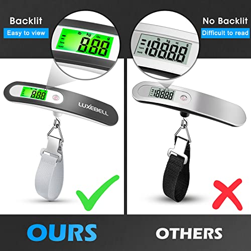 Digital Luggage Scale Vacation Travel Essentials Accessories Gifts for Traveler Portable Suitcase Handheld Weight Scale 110 lbs Hanging Baggage Travel Must Haves (Grey)