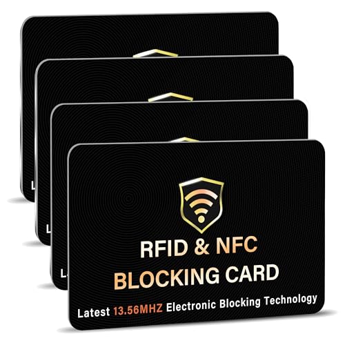 4 Pack RFID Blocking Card for Credit Debit ID Card (Black)