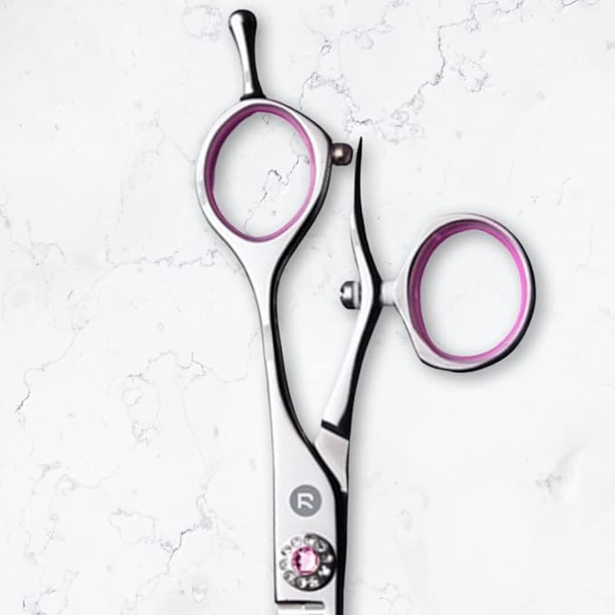 Saki Sakura Hairdressing Shears Set 5.5 Inch - Pink Hair Cutting Shears, Hair Thinning Shears, Hair Razor - Includes Leather Case