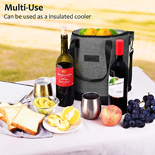 6 Bottle Wine Cooler Carrier Tote Bag (Grey)