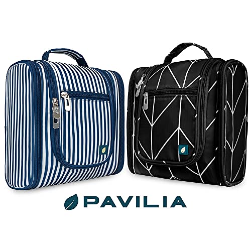 Toiletry Bag Travel Bag for Women Men (Standard (9x4x9) / Black Chevron)