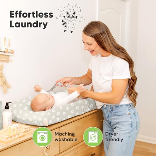 2 Pack Organic Changing Pad Covers for Girl (Meadow)
