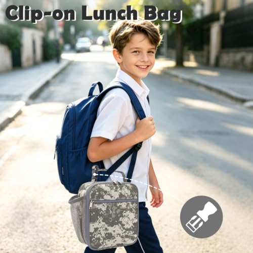 Lunch box Insulated Soft Bag Mini Cooler Back to School Thermal Meal Tote Kit for Girls (DigitalCamo)