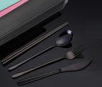 AARAINBOW 6 Pieces 18/8 Stainless Steel Flatware Set Portable Reusable Cutlery - Image 6