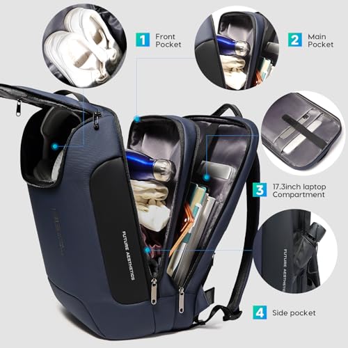 Laptop Backpack for 17.3Inch Notebook (Without Lock+USB / Blue)
