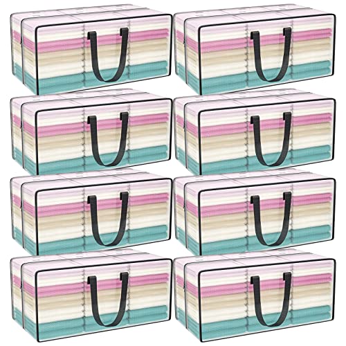 Clear Moving Bags Heavy Duty Extra Large with Strong Zipper Handles (Clear / 8 Pack)