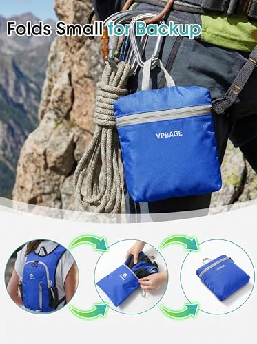Foldable Small Hiking Backpack with 3 Strap Pockets (Royalblue-)