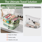 Clear Hard Shell Zipper Cases (Green / 6 Pack (2L+2M+2S))