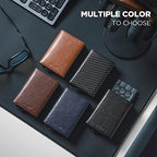 Pop up Card Wallet Minimalist Cash Wallets RFID Blocking Leather Smart Credit Card Holder with ID window for Men (Carbon Black)