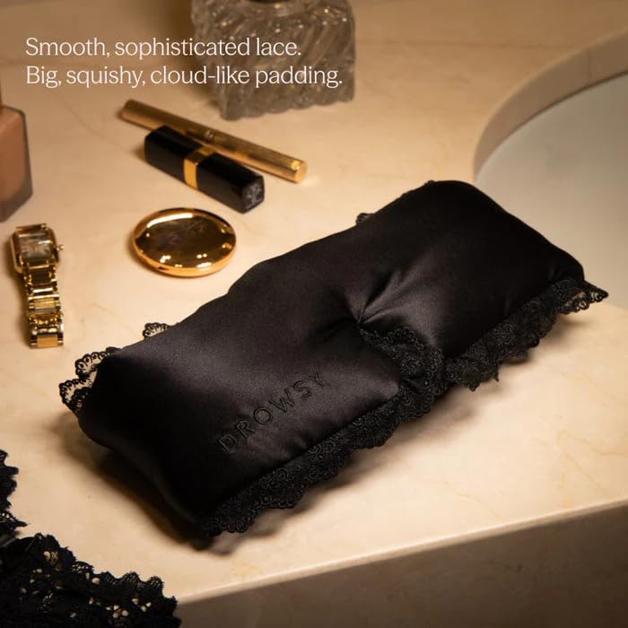 Silk Sleep Mask. Face (Black Lace / 1 Count (Pack of 1))
