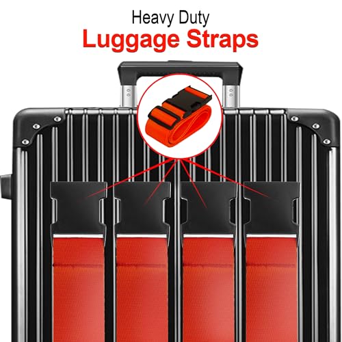 Luggage Straps for Suitcases TSA Approved Travel Essentials 8 Pack (Red)
