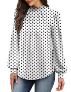 Winter Clothing for Women Fall Clothes Early Fall Fashion Must Haves Long Sleeve Shirts Blouses Dressy Casual Womens Tops Work Teachers Outfits Plus Size White Polka Dot 2XL (04 - White Polka Dot / XX-Large)