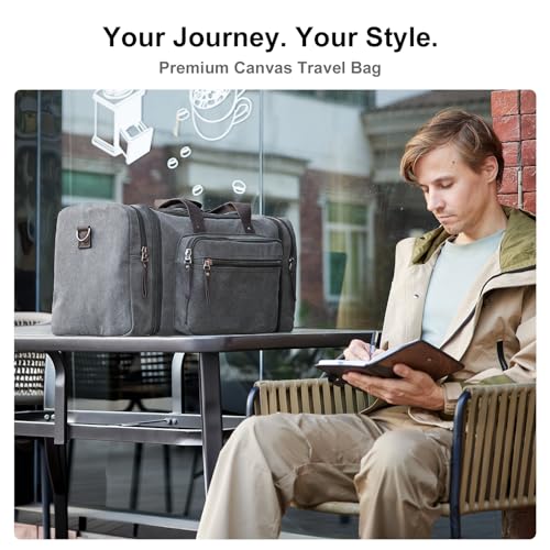 Large Canvas Duffle Bag for Travel (Grey / 70L)