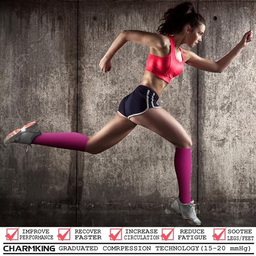 Compression Socks for Women & Men Circulation (Large-X-Large / 35 Purple/Pink/Pink)