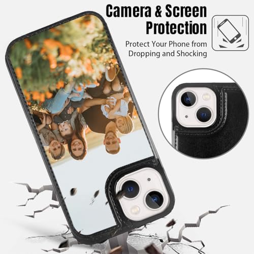 Custom Wallet Phone Case for iPhone 15 with Photo (Black-A / iPhone 15)