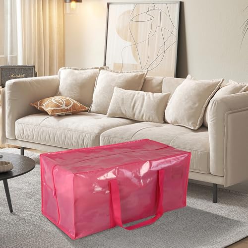 6 Pack Heavy Duty Extra Large Moving Bags with Handles (6 Pack / GDpink)