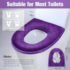 4 Pcs Toilet Seat Covers Warmer (Gray, Violet, Red, Brown / Modern)