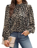Long Sleeve Shirts for Women Business Casual Fall Outfits for Women 2026 Mock Neck Early Womens Fall Fashion 2026 Work Blouses Winter Clothing Trendy School Outfits for Teachers Leopard Print L (02 - Leopard Print / Large)