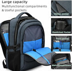 17 Inch Laptop Backpack for Travel with Backpack Rain Cover College Backpack for Men Laptop Bag with USB Charging Port (Dark Grey With Rain Cover / 17 Inch)