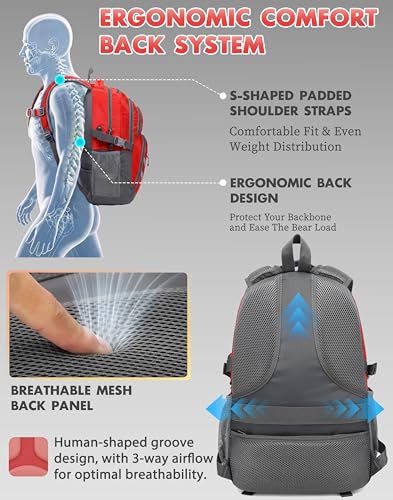Extra Large Backpack Bookbag for College Laptop Travel (17 Inch / Strong Red)