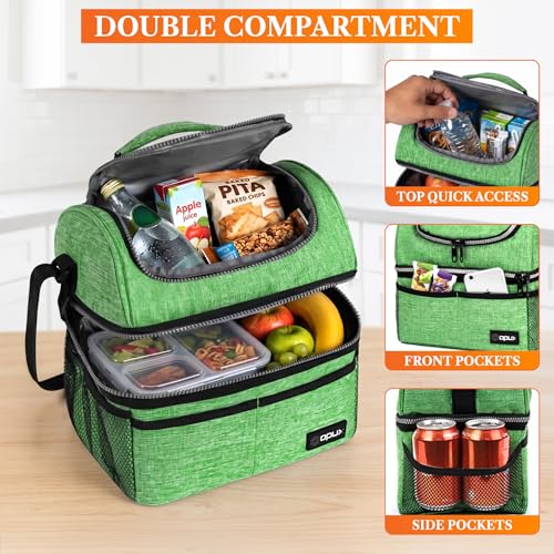 Insulated Lunch Bag for Men Women (Heather Green)