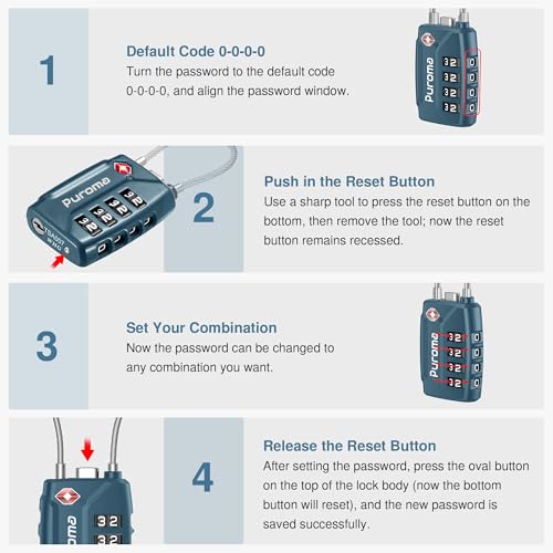 2 TSA Approved Luggage Locks 4 Digit Code Cable Lock Blue Peacock (Basic Blue Peacock)