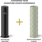 Waterless Essential Oil Hotel Scent Diffuser - Cold Air Diffuser - Covers 1000 sq. ft. - Waterless Diffuser for Home, Office & Hotel (Black + Interchangeable Sleeve) (Black + Light Gray Sleeve)