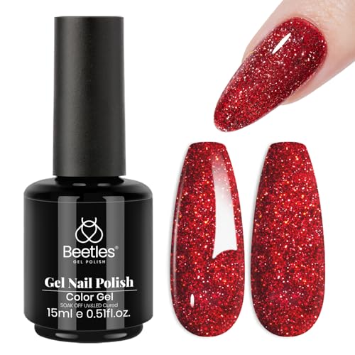 Beetles Red Glitter Gel Nail Polish (C - Flakie Red | Red Reign)