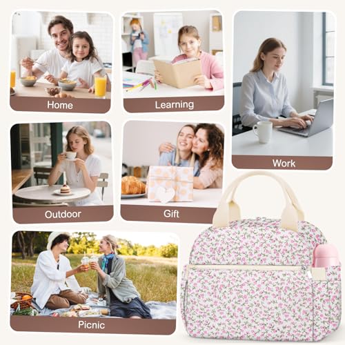 Lunch Box for Women (B-B-Corduroy Pink Flower / Medium - 10L)