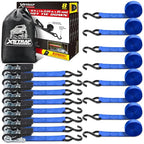 8 Pack Ratchet Tie Down Straps (8PK-1Inch / Blue)