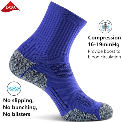 Unisex Cushioned Compression Sport Quarter Socks (X-Large / 4-pairs Royal Blue)