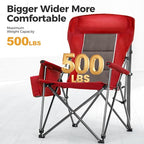 Heavy Duty 550LBS Padded Camping Chairs with Lumbar Support (Red / 1PC)