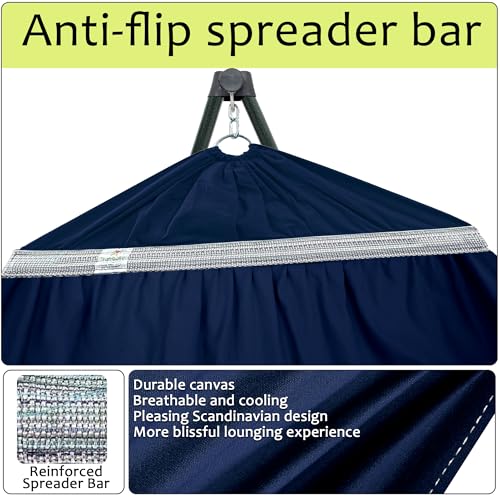 Heavy Duty Hammock Stand with Canvas Net (3. Navy)