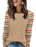 Womens Tops Winter Clothing for Women Long Sleeve Sweaters Fall Clothes Shirts Comfiest Airport Outfits Business Casual Travel Fall Fashion Must Have Plus Size (X-Large / 08-red Yellow Plaid)