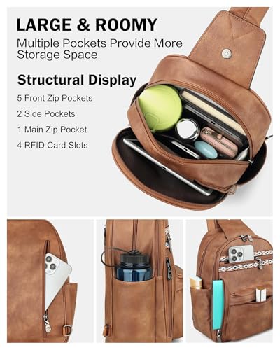 Large Sling Bag for Women (1 Brown Retro Style)