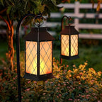 18" Solar Lanterns Outdoor Waterproof Flickering Flame Black (Antique Black)