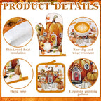 10 Pcs Fall Pumpkin Kitchen Decor Set Kitchen Towels Pot Holders Oven Mitts and Rugs Set Thanksgiving Towels for Baking Cooking BBQ Autumn Home (White, Orange / Maple Leaf)