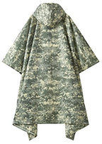 Hooded Rain Poncho for Adult with Pocket (Green Digi Camo 1/4 Zipper)