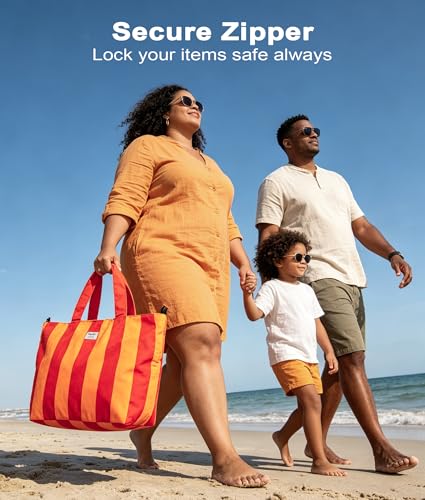 Beach Bags Waterproof Sandproof (Red + Orange)